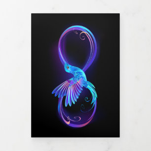 Neon Infinity Symbol with Glowing Hummingbird Tri-Fold Programme