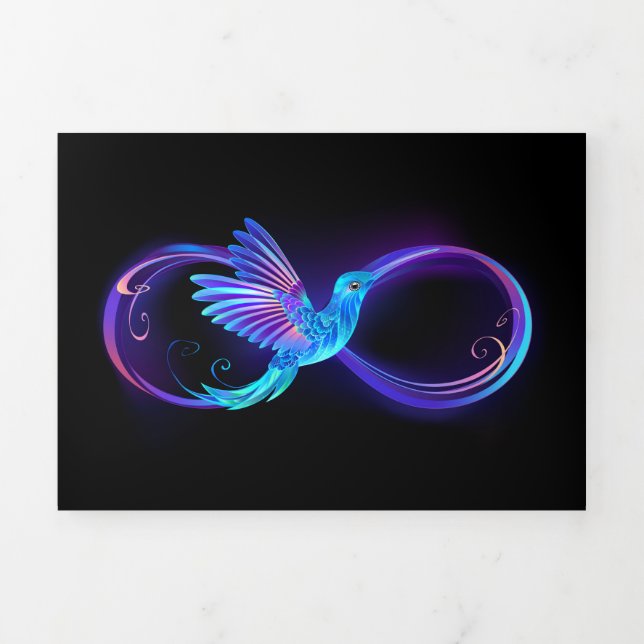 Neon Infinity Symbol with Glowing Hummingbird Tri-Fold Programme (Cover)