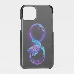 Neon Infinity Symbol with Glowing Hummingbird iPhone 11 Pro Case