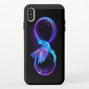 Neon Infinity Symbol with Glowing Hummingbird iPhone XS Max Slider Case