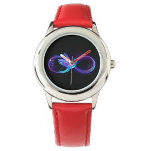 Neon Infinity Symbol with Glowing Hummingbird Watch