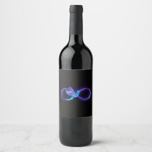 Neon Infinity Symbol with Glowing Hummingbird Wine Label