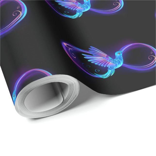 Neon Infinity Symbol with Glowing Hummingbird Wrapping Paper (Roll Corner)