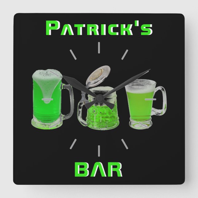 Neon Irish Pub Bar Sign Clock Personalized Mancave (Front)