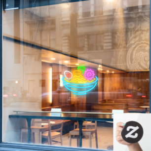Neon Japanese Ramen Noodles Restaurant Window Cling