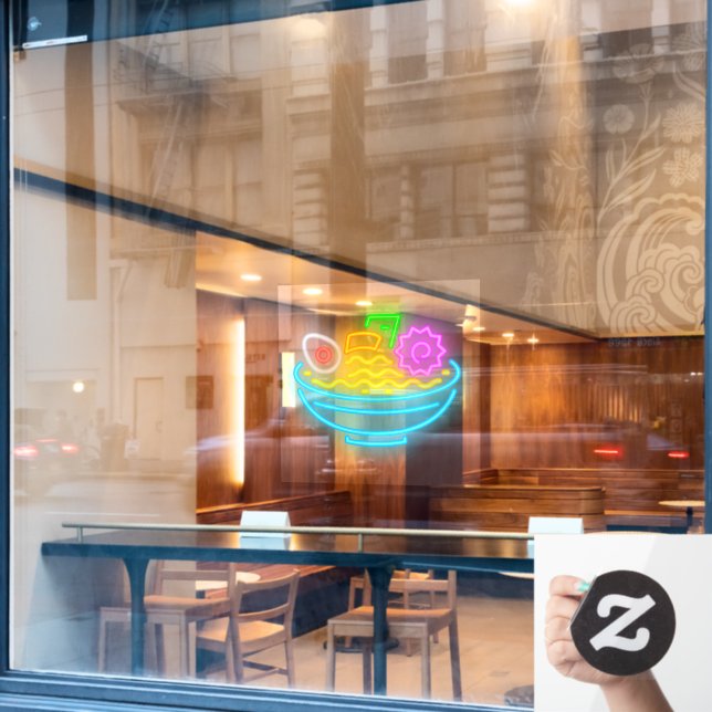 Neon Japanese Ramen Noodles Restaurant Window Cling (Cafe Window)