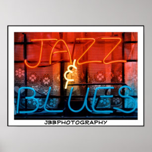 neon jazz blues poster