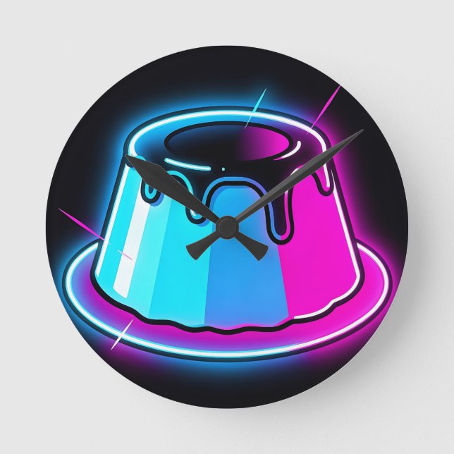 Neon Jelly Glow Dessert Art Round Clock (Front)