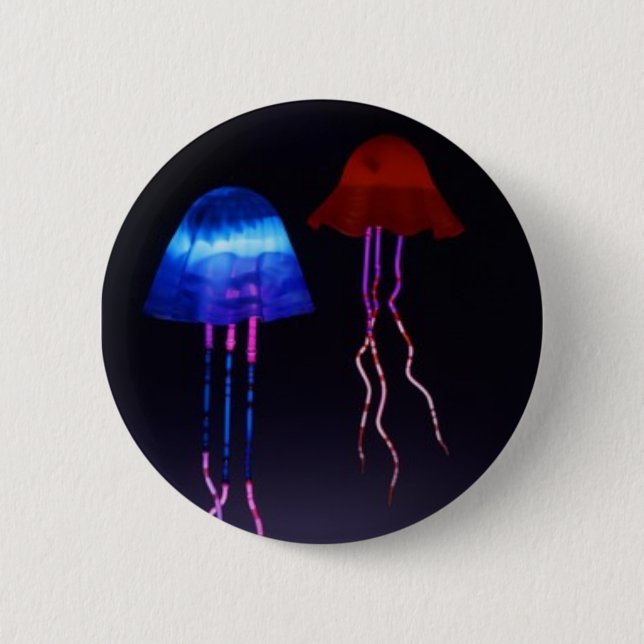 Neon Jellyfish 2 Inch Round Button (Front)