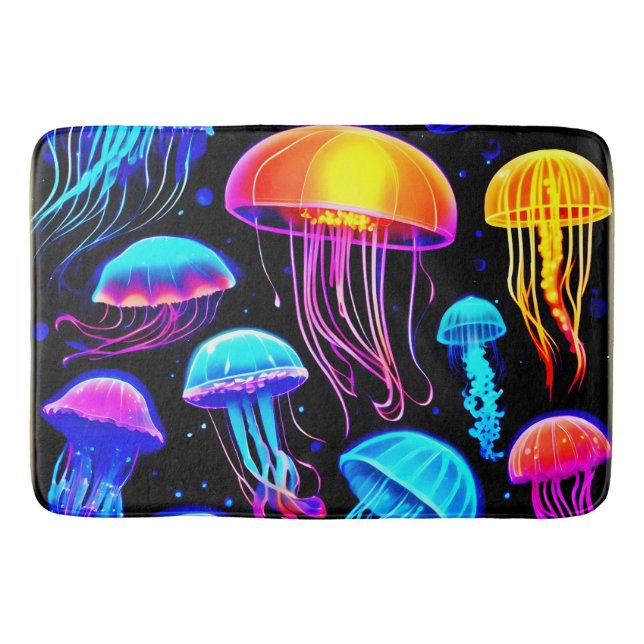 Neon Jellyfish Bath Mat (Front)