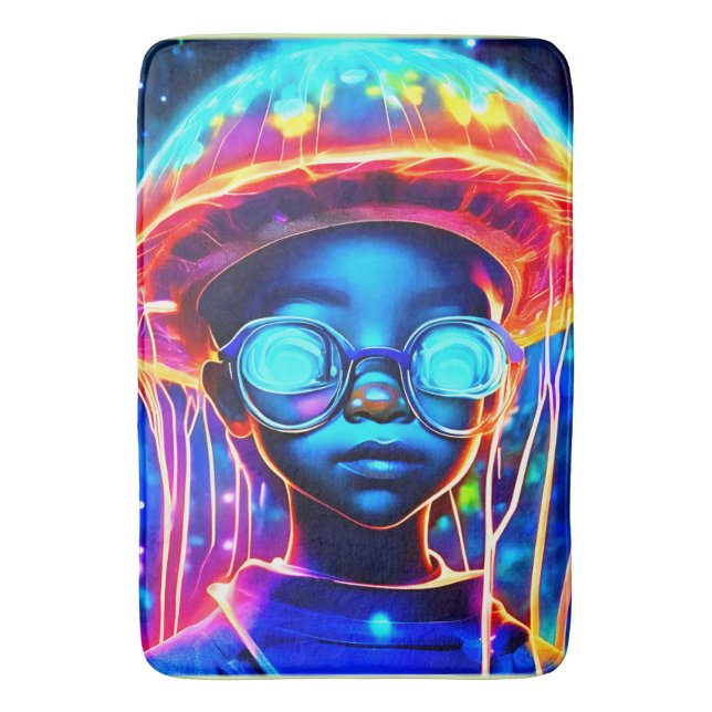 Neon Jellyfish Child Vision Bath Mat (Front Vertical)