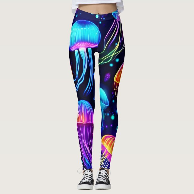Neon Jellyfish Dreams Leggings (Front)