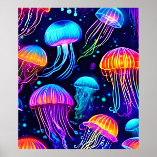 Neon Jellyfish Dreams Poster