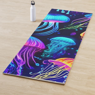 Neon Jellyfish Dreams Yoga Mat