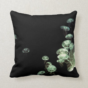 Neon Jellyfish Throw Pillow