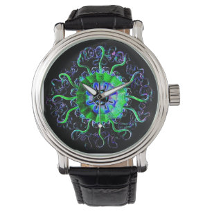 Neon Jellyfish Yoga Mandala Art Watch