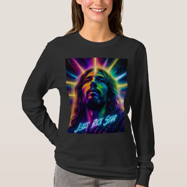 Neon Jesus Rockstar Basic Long Sleeve T-Shirt (Front)