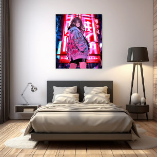 Neon JK Art Panel   Sushi Musume Art Panel Generat Canvas Print