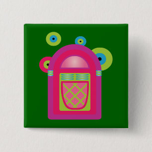 Neon Jukebox 2 Inch Square Button