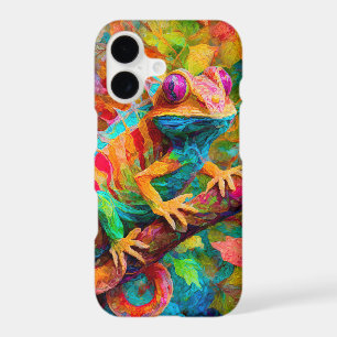 Neon Jungle Chameleon, Bright Rainforest Collage