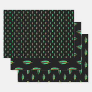 Neon Jungle Colorful Leaf Wrapping Paper Sheet