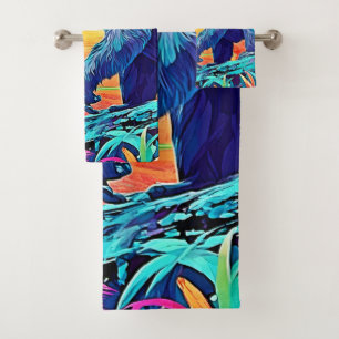 Neon Jungle Gorilla Urban Fantasy Bath Towel Set