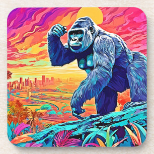 Neon Jungle Gorilla Urban Fantasy Coaster