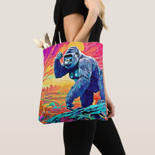 Neon Jungle Gorilla Urban Fantasy Tote Bag