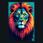 Neon Jungle King - Pop Art Lion Poster<br><div class="desc">Step into a realm where the wild meets the vibrant, with the "Neon Jungle King - Pop Art Lion" poster. This isn't just a depiction of a lion; it's a bold reinterpretation that captures the very essence of regal power through an electrifying pop art lens. Every stroke and hue is...</div>