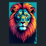 Neon Jungle King - Pop Art Lion Poster<br><div class="desc">Step into a realm where the wild meets the vibrant, with the "Neon Jungle King - Pop Art Lion" poster. This isn't just a depiction of a lion; it's a bold reinterpretation that captures the very essence of regal power through an electrifying pop art lens. Every stroke and hue is...</div>