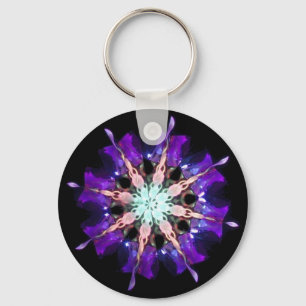 Neon Kaleido-Twist Burst in Purple and Pink Keychain