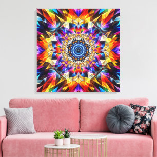 Neon Kaleidoscope Design Canvas Print