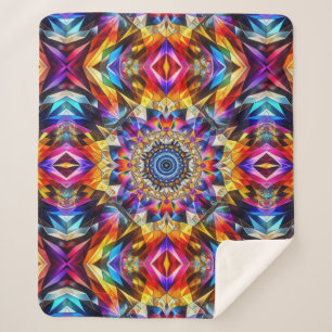 Neon Kaleidoscope Design Sherpa Blanket