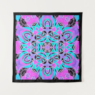 Neon kaleidoscope , mandala , kaleidoscope , pink tapestry