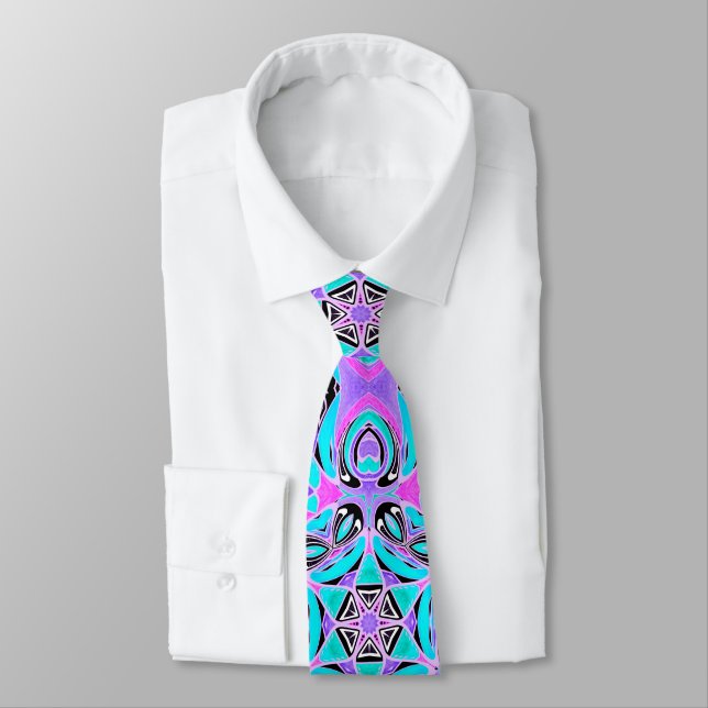 Neon kaleidoscope , mandala tie (Tied)