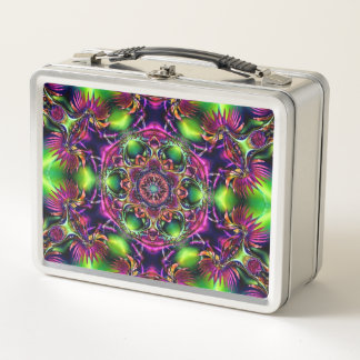 Neon Kaleidoscope Metal Bread Box