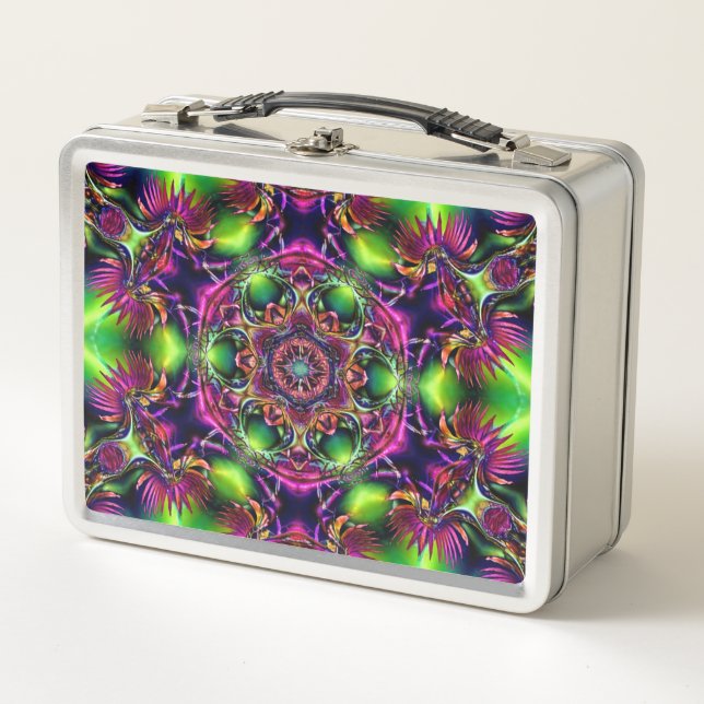 Neon Kaleidoscope Metal Bread Box (Front)