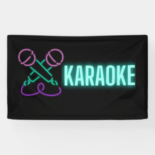 Neon Karaoke Mics and Text   Banner