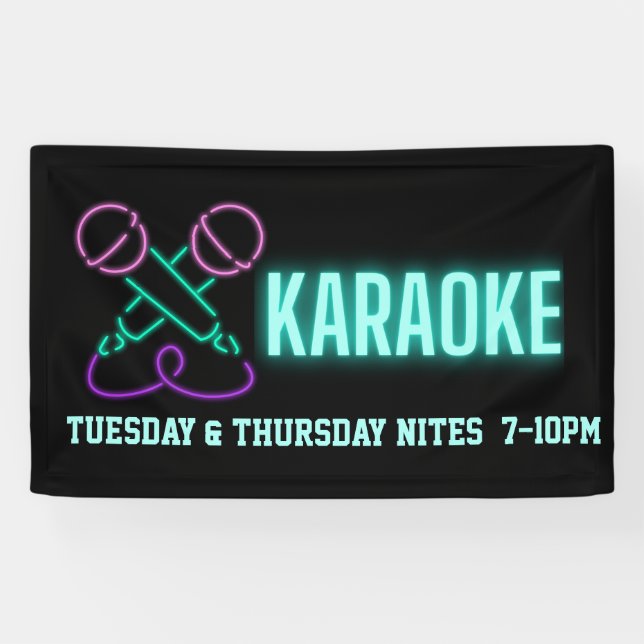 Neon Karaoke Mics and Text  Custom Banner (Horizontal)