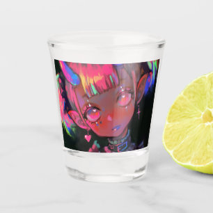 Neon Kawaii Demon Girl Pastel Goth Shot Glass