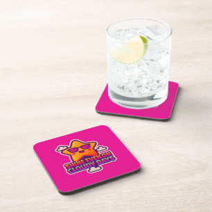 Neon Kawaii Star – “Shine Even on Cloudy Days” Coaster