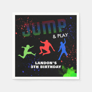 Neon Kids Trampoline Park Birthday Party Napkin
