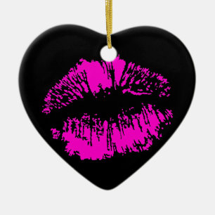 Neon Kiss Ceramic Ornament