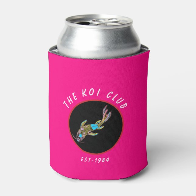 Neon Koi Pink Personalized Insulated Can Cooler (Can Front)