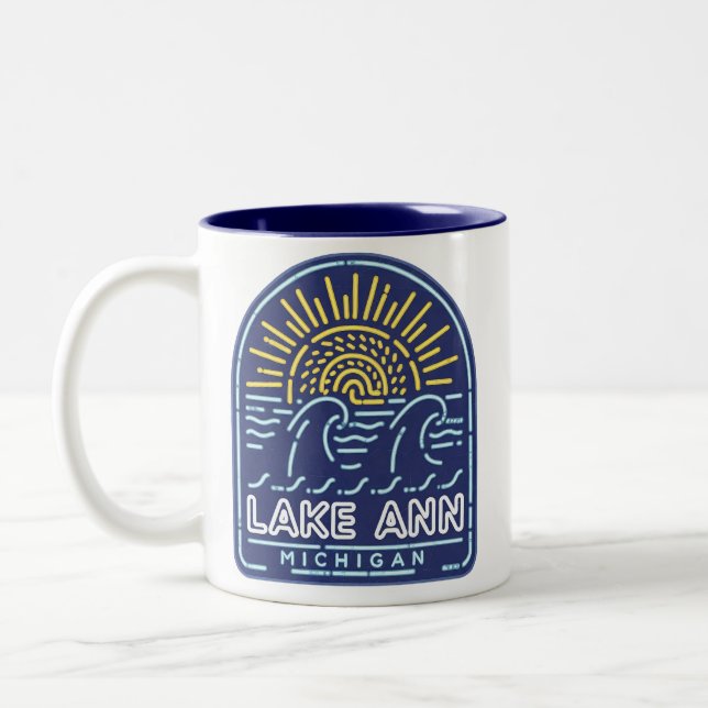 Neon Lake Ann Michigan Wave Two-Tone Coffee Mug (Left)