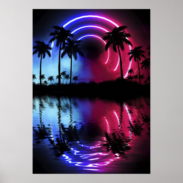 Neon landscape: Palms & Ark Poster (Front)