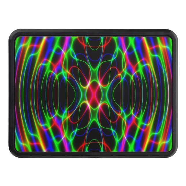 Neon Laser Light Psychedelic Abstract Trailer Hitch Cover (Front)
