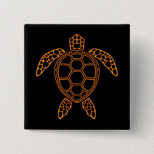 Neon Lava Sea Turtle Design 2 Inch Square Button