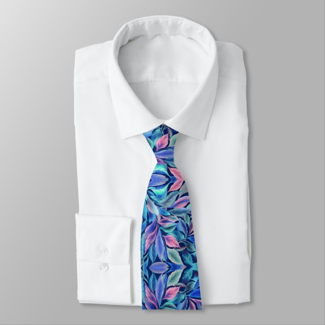 Neon Leaf Pattern Tie (Tied)