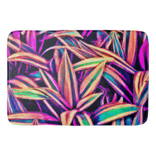 Neon Leaf Patterns Unveiled Bath Mat
